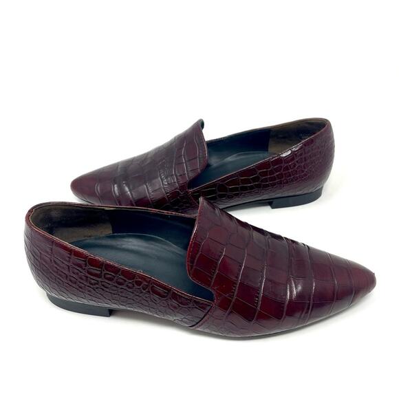 Paul Green Belinda Loafer Pointed Venetian Flat Burgundy Croc Women's 5.5 $375 - Picture 4 of 8